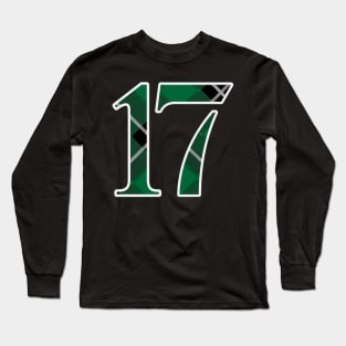 17 Sports Jersey Number Green Black Flannel Long Sleeve T-Shirt